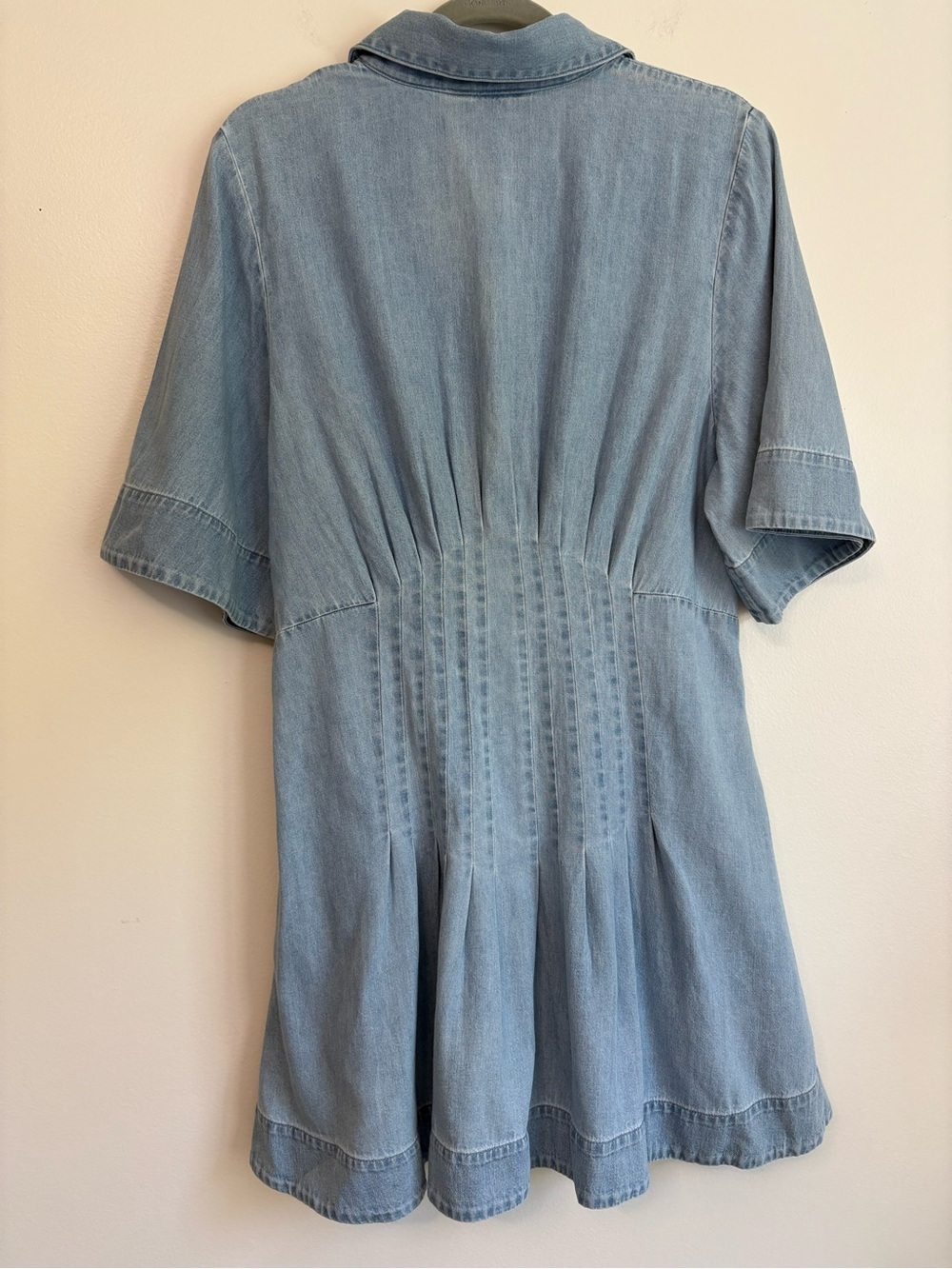 Banana Republic Indigo Light Blue Denim Chambray Pintuck Shirt Dress Size M NWT - Picture 10 of 14